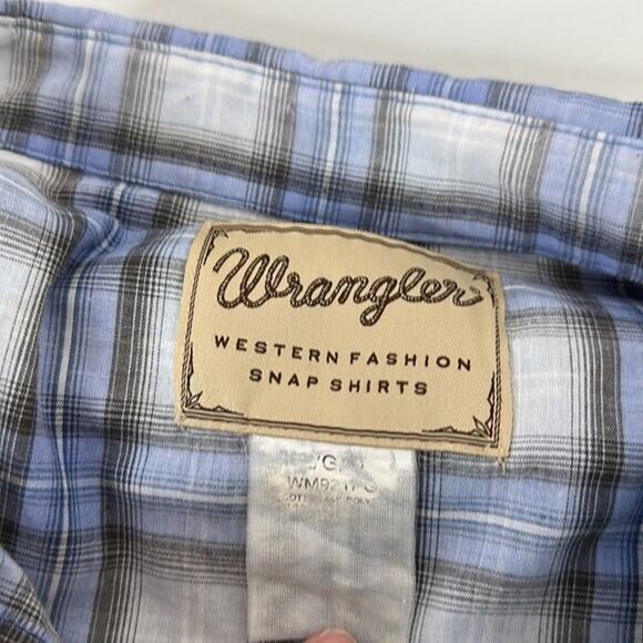 Wrangler Shirt Mens Large Blue Plaid Pearl Snap Western Rodeo Cowboy Country - Picture 7 of 11